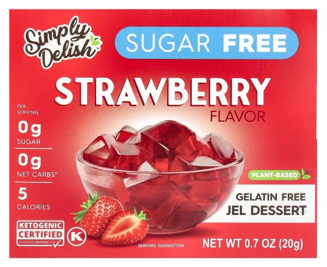 Natural Simply Delish حلوى جيلي طبيعية بسيطة ولذيذة، خالية من الجيلاتين، خالية من السكر، بنكهة الفراولة، 0.7 أونصة (20 جرام) - Image 1