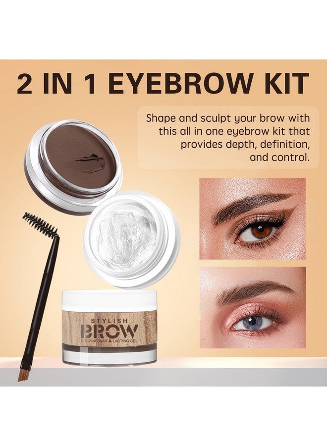 UCANBEMAKEUP 2 In 1 Makeup Kit With Eyebrow Gel,Shaping Wax & Duo Brush, Waterproof Dark Brown Pomade For Fill And Detail Brows, Clear Brow Styling Gel Lift For Fluffy Feathery Brow Breeze - Image 2