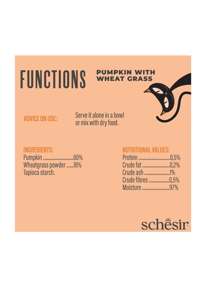 شيسر كيس طعام القطط Schesir Functions Digestive Topper بنكهة اليقطين مع عشبة القمح 40 جرام (12 كيس) - Image 3