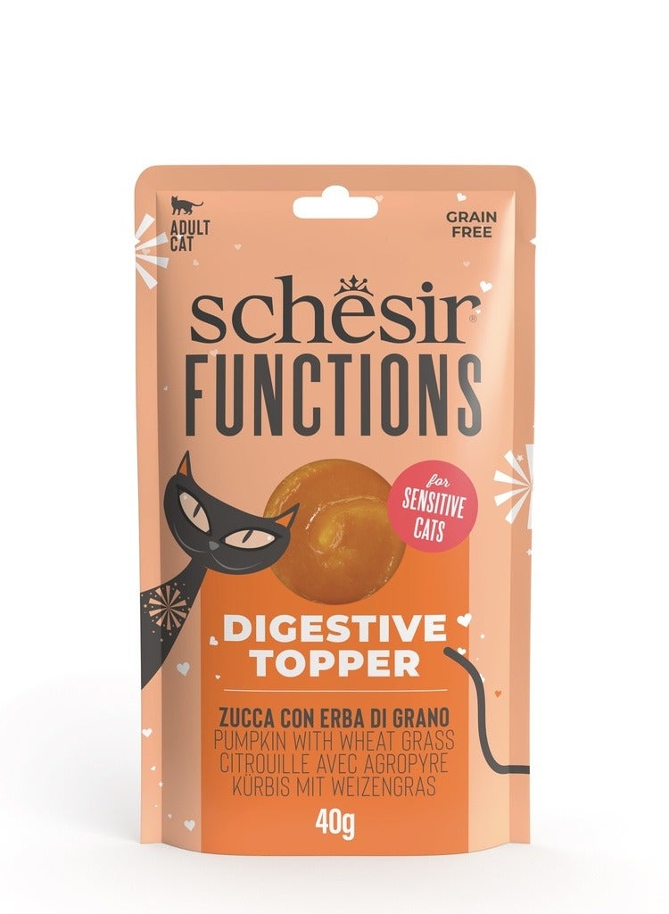 شيسر كيس طعام القطط Schesir Functions Digestive Topper بنكهة اليقطين مع عشبة القمح 40 جرام (12 كيس) - Image 5