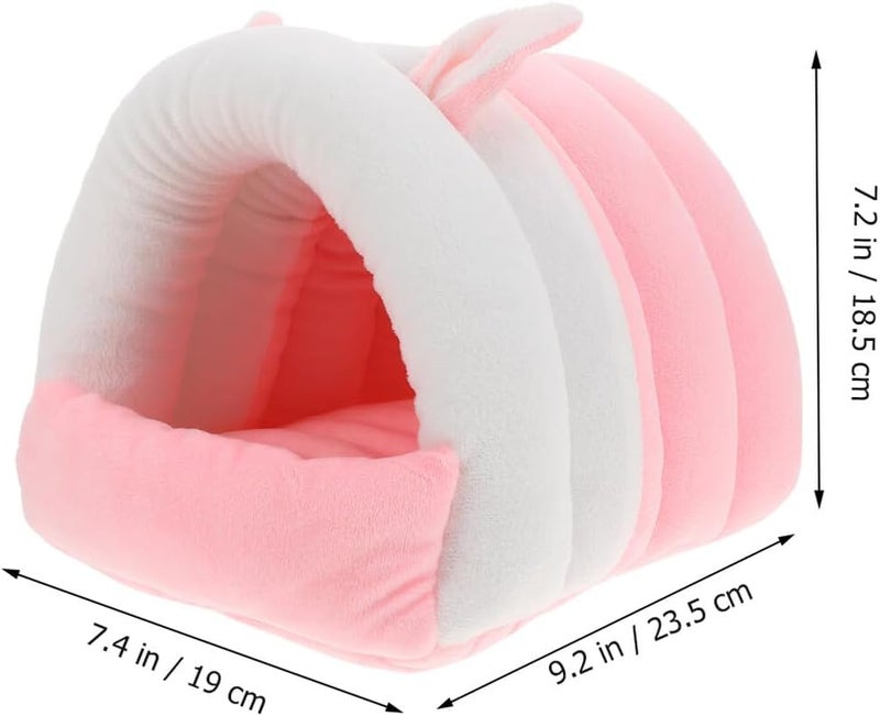 Pet Warm House for Small Animals Cozy Cotton Bed Soft Nest for Hamsters Rabbits Guinea Pigs Squirrels Hedgehogs Pink L Size Indoor Resting Habitat - Image 2