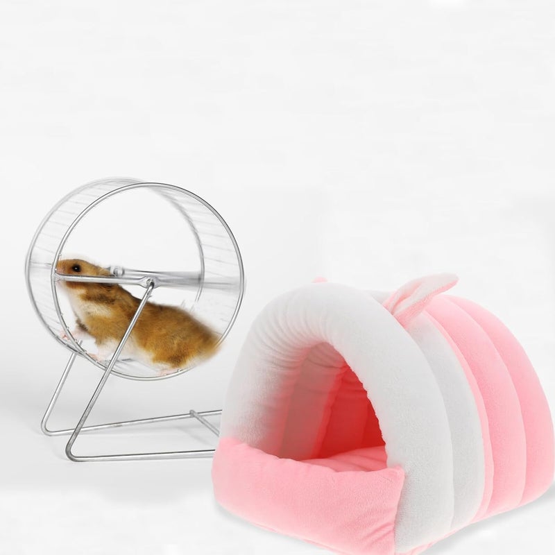 Pet Warm House for Small Animals Cozy Cotton Bed Soft Nest for Hamsters Rabbits Guinea Pigs Squirrels Hedgehogs Pink L Size Indoor Resting Habitat - Image 4
