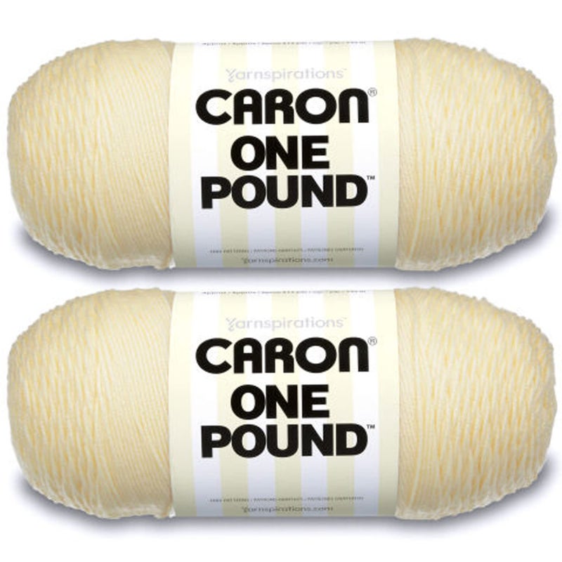 Caron One Pound Cream Yarn  2 Pack of 454g16oz  Acrylic  4 Medium Worsted  812 Yards  KnittingCrochet