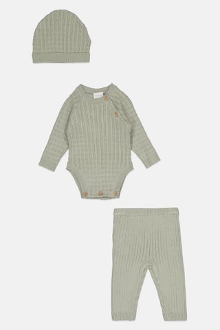 Toddlers Boy 3 Pieces Knitted Bodysuit And Pants With Cap Set, Sage Green - pzsku/Z3992664D431091889E91Z/45/1746611403/ea208f9c-7b9f-416c-b28c-ee7b68d0fe77