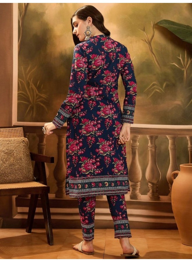 AKS Navy Blue Cotton Kurta Set  - Image 4