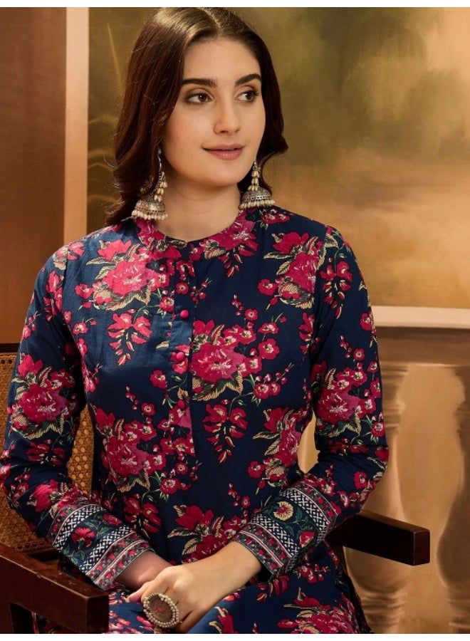 AKS Navy Blue Cotton Kurta Set  - Image 2