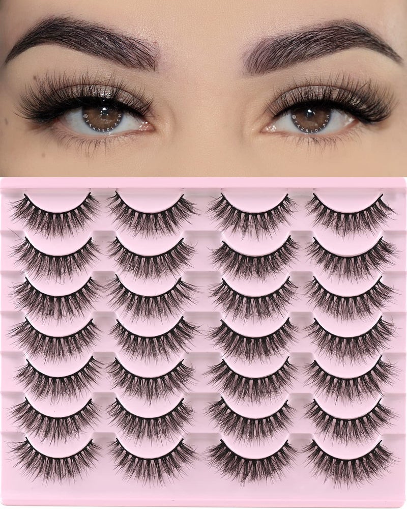 FARRED Natural Eyelashes Wispy Lashes Short False Eyelash Small Cat Eye Fake Lashes Full Pestaas Sets for MUA and Beginners Daily Makeup F2  714mm
