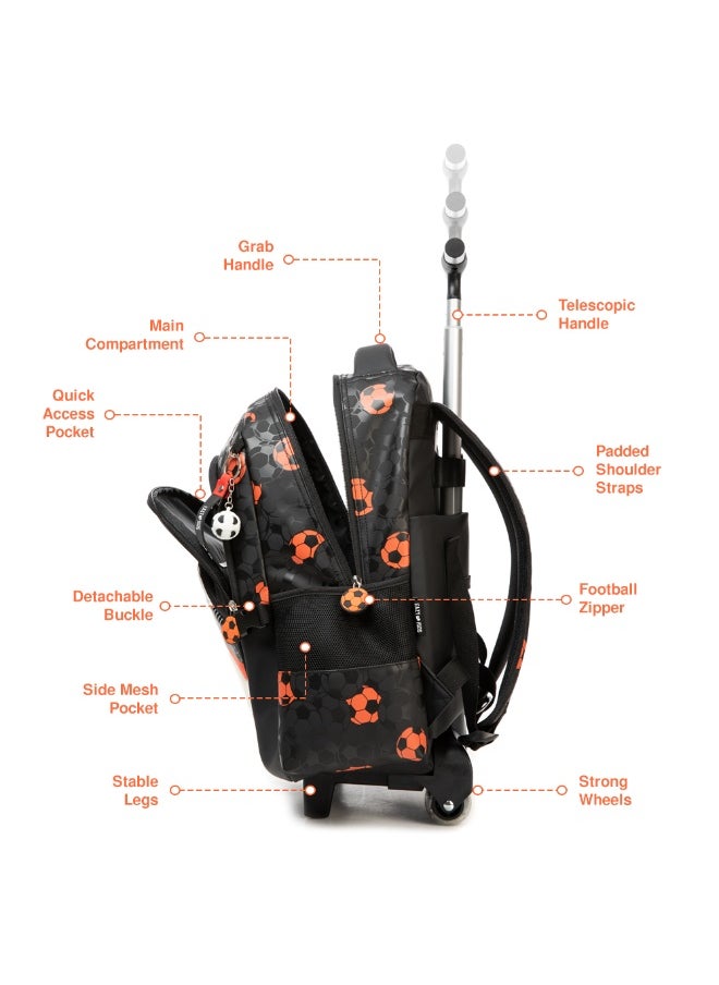 Eazy Kids Eazy Kids Trolley 18" School Bag Set of 4 w/ Duffle bag, Lunch Bag and Pencil Case - Football Black  - Image 4