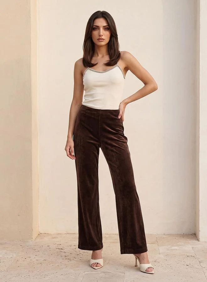 Iconic Iconic Regular Fit Velour Trousers