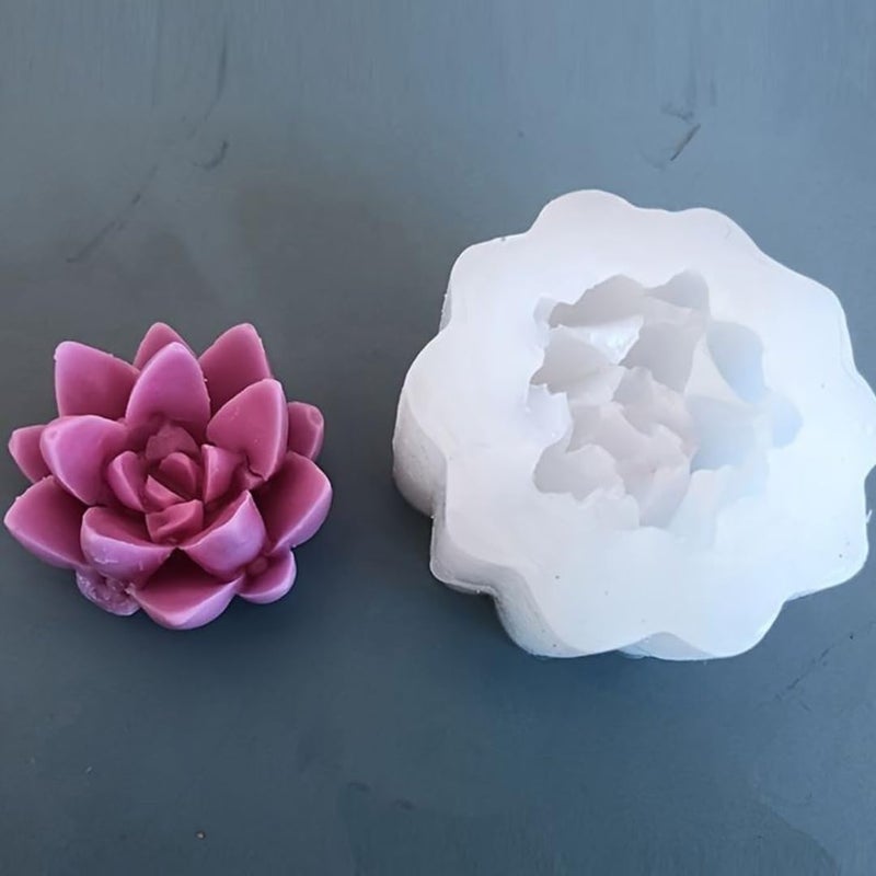 LEGACYCART LEGACYCART 3D Lotus Silicone Candle Mould Succulent Lotus Flower Shape for Making Scented Candle Wax Waxmelts Aromatherapy Chocolate Candy Cake Decoration Cupcake Soap Making Resin Crafts Home Decor Party Gifts Molds (PACK OF 1)  - Image 4