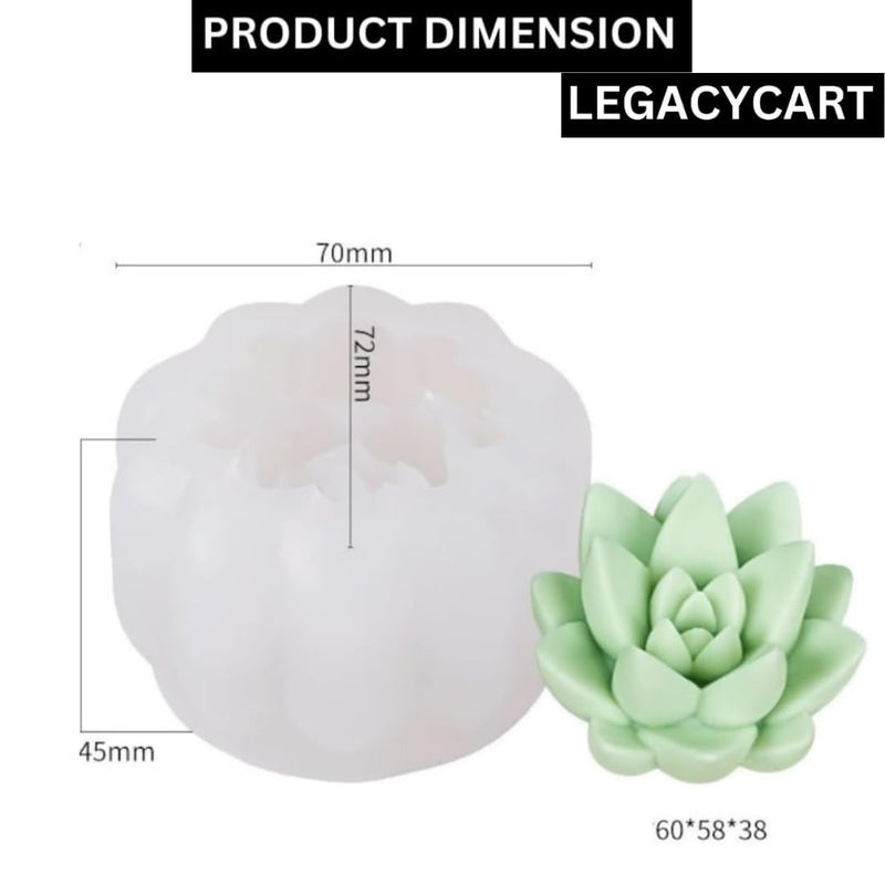 LEGACYCART LEGACYCART 3D Lotus Silicone Candle Mould Succulent Lotus Flower Shape for Making Scented Candle Wax Waxmelts Aromatherapy Chocolate Candy Cake Decoration Cupcake Soap Making Resin Crafts Home Decor Party Gifts Molds (PACK OF 1)  - Image 2