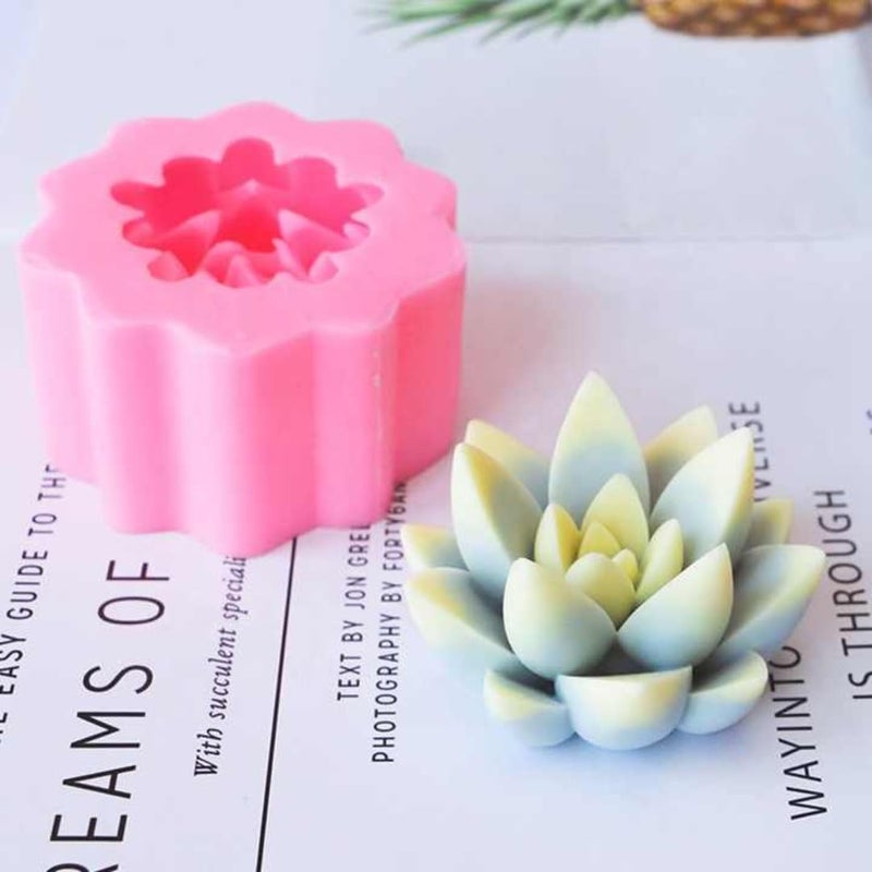 LEGACYCART LEGACYCART 3D Lotus Silicone Candle Mould Succulent Lotus Flower Shape for Making Scented Candle Wax Waxmelts Aromatherapy Chocolate Candy Cake Decoration Cupcake Soap Making Resin Crafts Home Decor Party Gifts Molds (PACK OF 1)  - Image 3