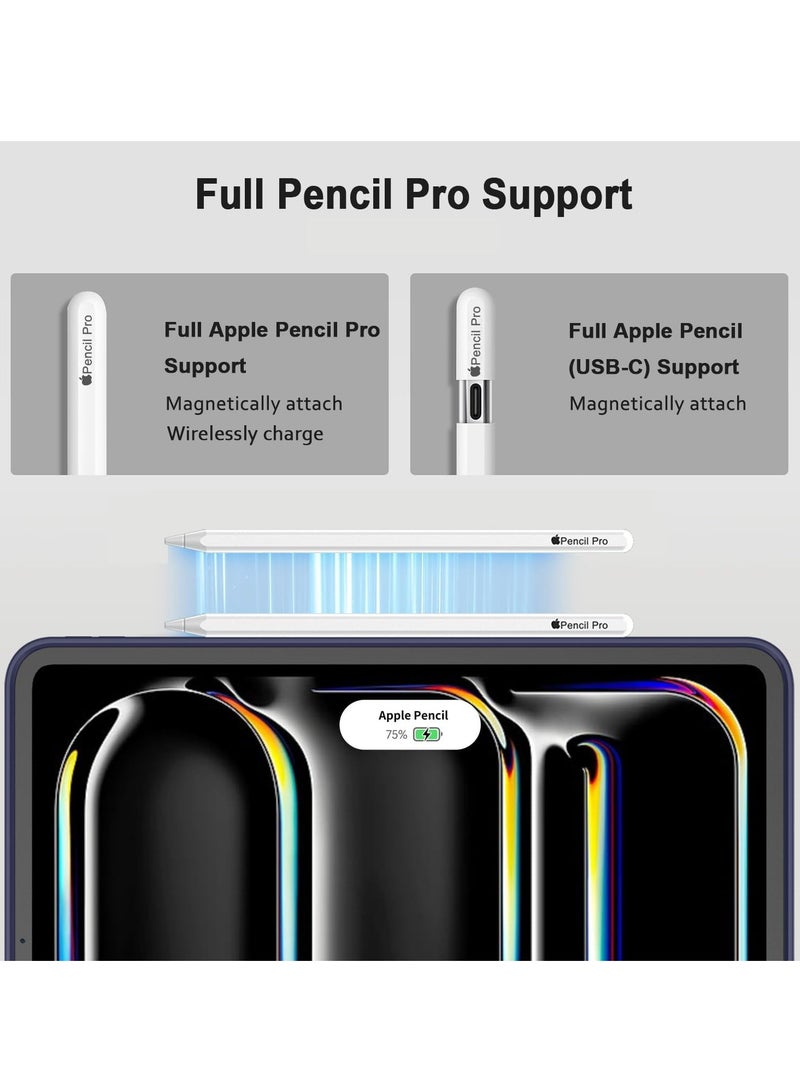 DUSALA iPad Pro 11 Inch Case M4 2024 (5th Generation) with Pencil Holder, [Support Pencil Pro and Pencil (USB-C)], Trifold Stand Smart Case with Soft TPU Back, Auto Wake/Sleep (Navy) - Image 3