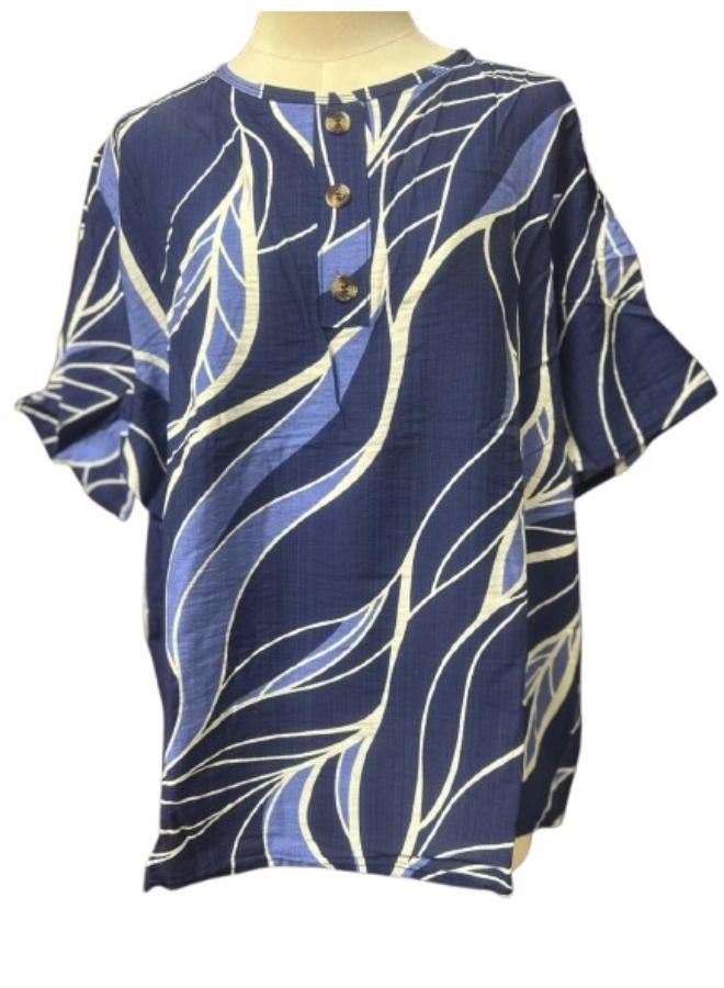 مجموعة ملابس نسائية مكونة من قطعتين، قميص بطبعة جرافيك وأكمام جناح الخفاش، وبنطلون بأرجل واسعة، يناسب المقاس المتوسط ​​والكبير - Image 2