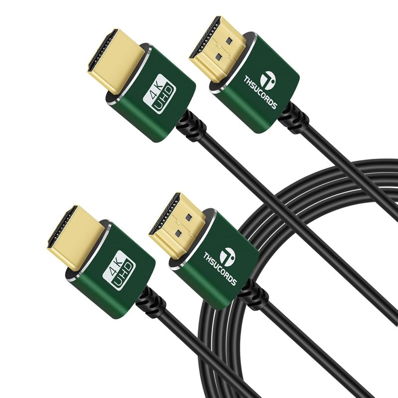 ثسوكوردز كابل HDMI رفيع من ، طوله 1.6 قدم، عبوة تحتوي على كابلين، رفيع جدًا ومرن، يدعم تقنية 4K بسرعة عالية @60Hz وبسرعة نقل بيانات 18 جيجابت في الثانية، دقة 2160p و1080p - Image 1