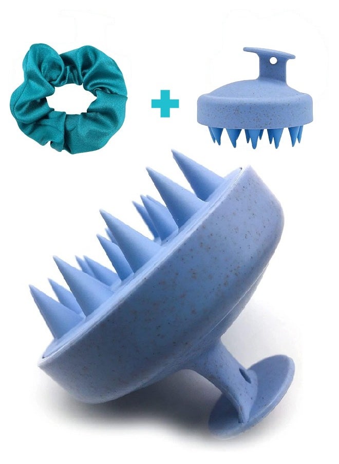 Generic Hair Scalp Massager Shampoo Brush for Shower, Scalp Scrubber with Soft Silicone Bristles for Hair Growth & Dandruff Treatment, Wet Dry Oil Hair Massager for All Hair Types of Women (Blue)  - Image 1