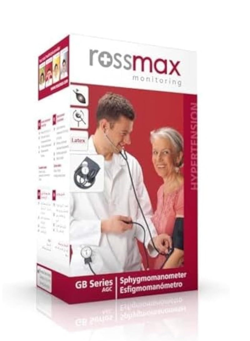 Rossmax GB102 Swiss Design Aneroid Blood Pressure Monitor with Stethoscope – Manual Arm Cuff Sphygmomanometer (Black)