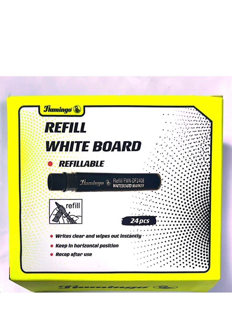 Flamingo 10-Pieces Whiteboard Markers With 24pcs Refill Ink Tube Black Color - Image 3