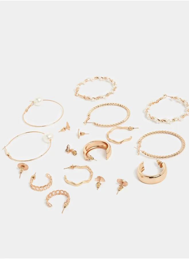 ستايلي Set of 9 - Faux Pearl Assorted Earrings