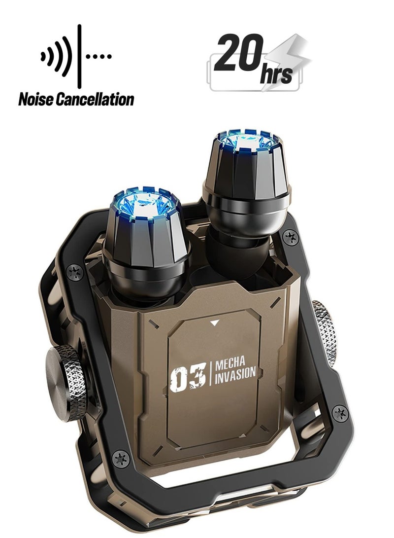 SOLARAE سماعات أذن ألعاب بلوتوث 5.3 اللاسلكية، صوت ستيريو ثلاثي الأبعاد، إلغاء الضوضاء، سماعات أذن داخلية، زمن استجابة منخفض 65 مللي ثانية، متوافقة مع آيفون وأندرويد، مع سبينر، أضواء RGB - Image 1