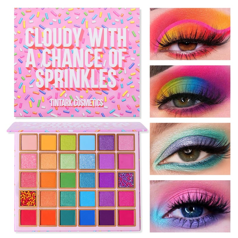 Tintark 30 Colors Makeup Eyeshadow Palette for Beauty  Matte Metallic Shimmer Pearl Glitter Eye Shadow Pallet  Rainbow Colorful Eye Makeup for Girls  Highly Pigment Eyeshadow Cosmetics
