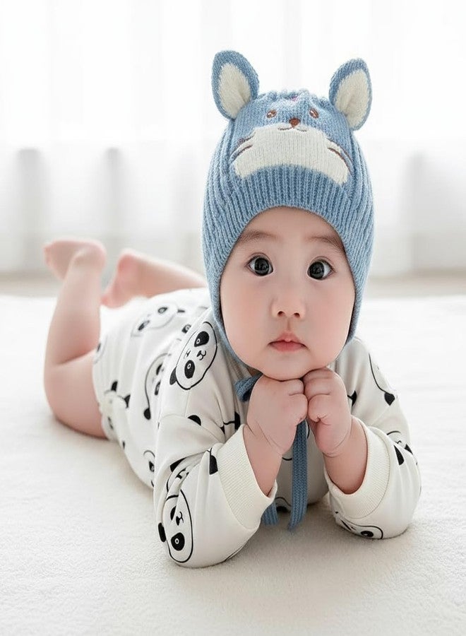 REFFER Wool Baby Winter Caps Unisex Beanie Fit For 3 Months To 4 Years Old Toddler Baby Winter Caps For Kids Boy's And Girl's Free Size (Sky Blue) - Image 2