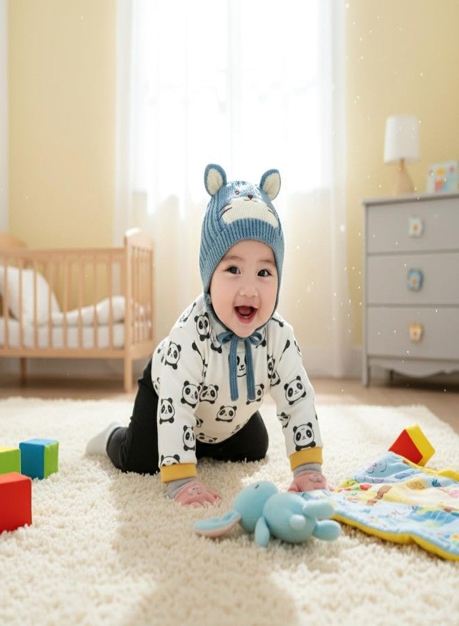 REFFER Wool Baby Winter Caps Unisex Beanie Fit For 3 Months To 4 Years Old Toddler Baby Winter Caps For Kids Boy's And Girl's Free Size (Sky Blue) - Image 4