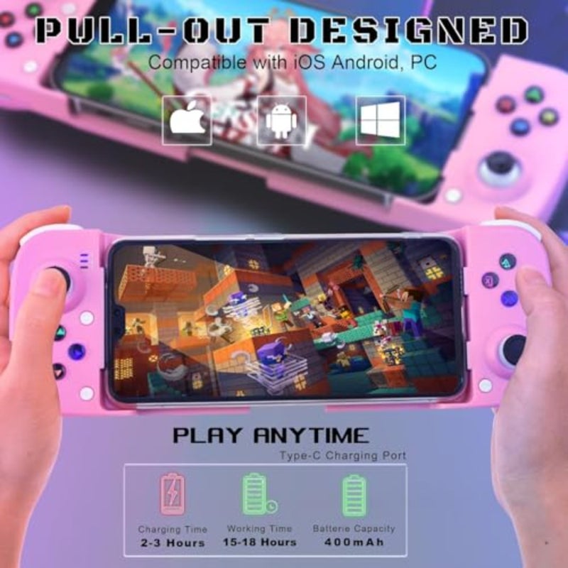 Mobile Game Controller Gamepad for iPhone iOS Android PC: Works with iPhone 17/16/15/14/13/12/11/X, iPad, Samsung Galaxy, TCL, Tablet, Call of Duty, Roblox - Directly Play - Image 2