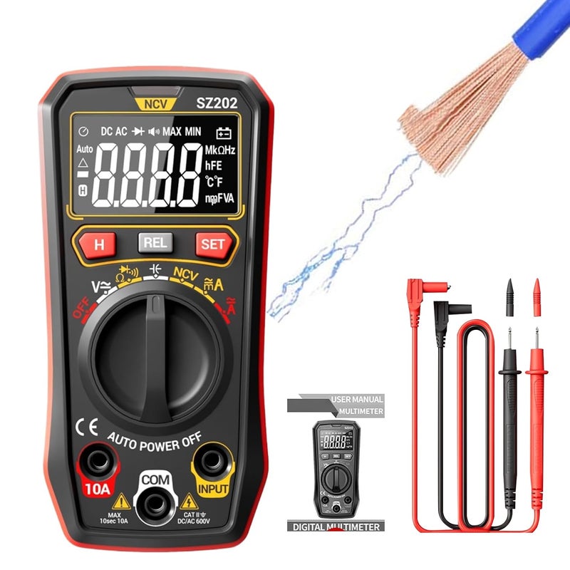 Red Digital Multimeter Voltage Tester AC DC Voltmeter for Home and Beginners - Image 2