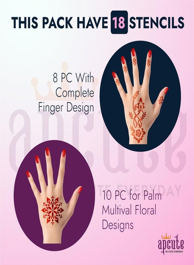 Apcute 18pc Combo Pack Mehandi Stencil Sticker, Mehendi stencil bridal, Tatoo Heena Mehndi Design Sticker for Women, Girls and Kids, Quick and Easy to use - 18PC-117-118-57-58 - Image 4
