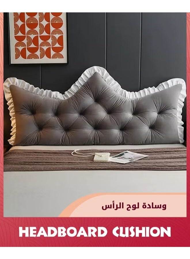 قائمة المنتجات ذات الصلة وسادة الرأس,وسادة على شكل التاج على جانب السرير مع الحواف المتحركة,قراءة وسادة السرير الناعمة مع الضماد,مناسبة لمشاهدة التلفزيون,قراءة الرأس مكبر,90X55X16CM,رمادي,, - Image 4