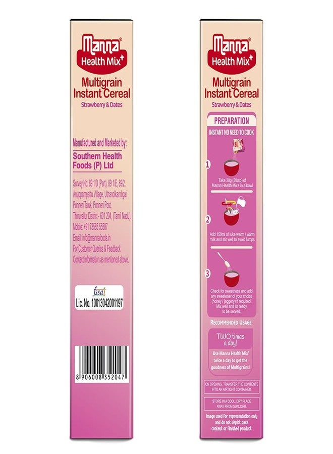 Manna Health Mix Instant Multigrain Cereal, Strawberry, Banana, Dates, with Milk. Made with Real Fruits and 7 Supergrains and Millets. No Added Sugar, No Artificial Colour, Flavours 200g - Image 3