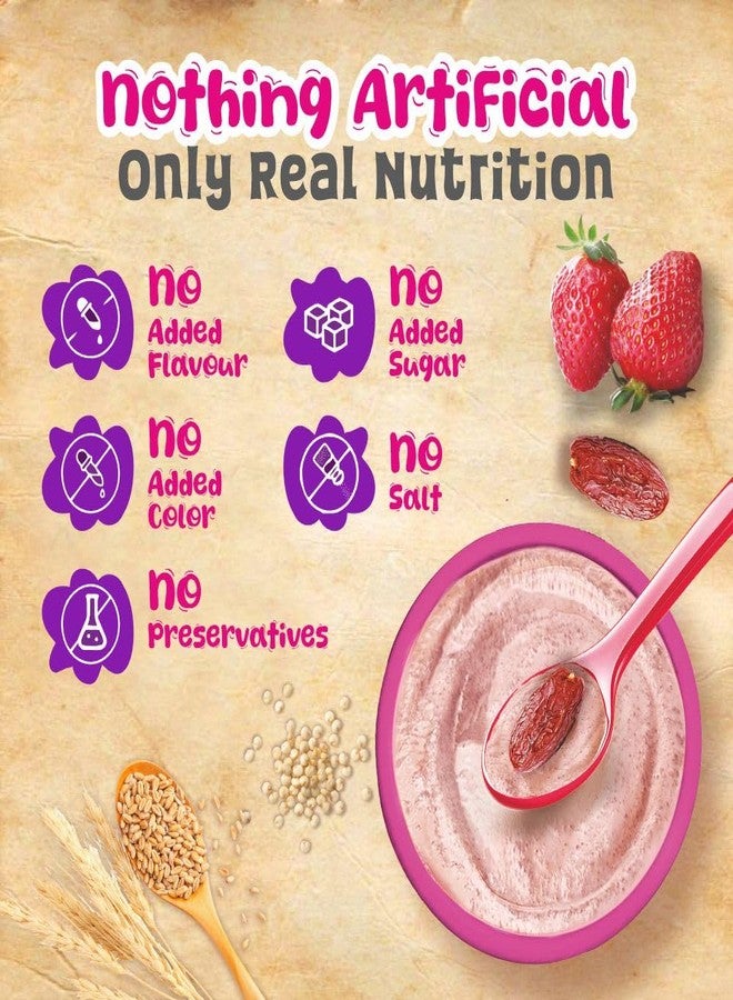 Manna Health Mix Instant Multigrain Cereal, Strawberry, Banana, Dates, with Milk. Made with Real Fruits and 7 Supergrains and Millets. No Added Sugar, No Artificial Colour, Flavours 200g - Image 5