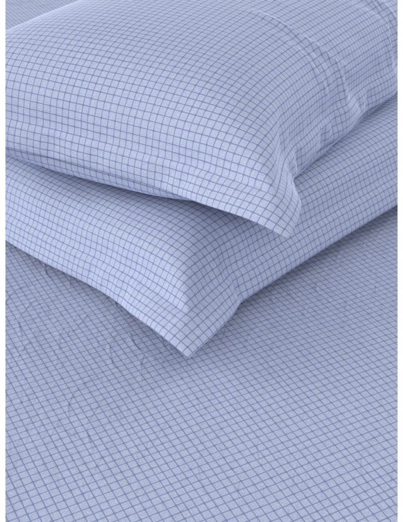 BIANCA Extra Soft 100% Satin Egyptian Cotton XL King Size Bedsheet with 2 Pillow Covers -3pc Set (Botanical) | 100% Extra Soft Satin Egyptian Cotton Designer | Checks-Blue - Image 5