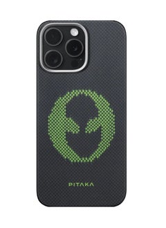 PITAKA pitaka for iPhone 16 Pro Case Compatible with MagSafe, Thin & Light iPhone 16 Pro Case with a Caseless Feel, Glow in The Dark, 1500D Aramid Fiber Woven Luminous Tactile Woven Case - Alien  - Image 2