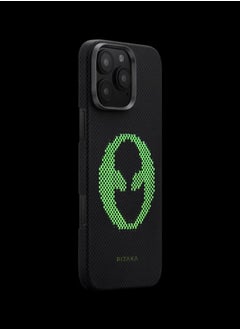 PITAKA pitaka for iPhone 16 Pro Case Compatible with MagSafe, Thin & Light iPhone 16 Pro Case with a Caseless Feel, Glow in The Dark, 1500D Aramid Fiber Woven Luminous Tactile Woven Case - Alien  - Image 4