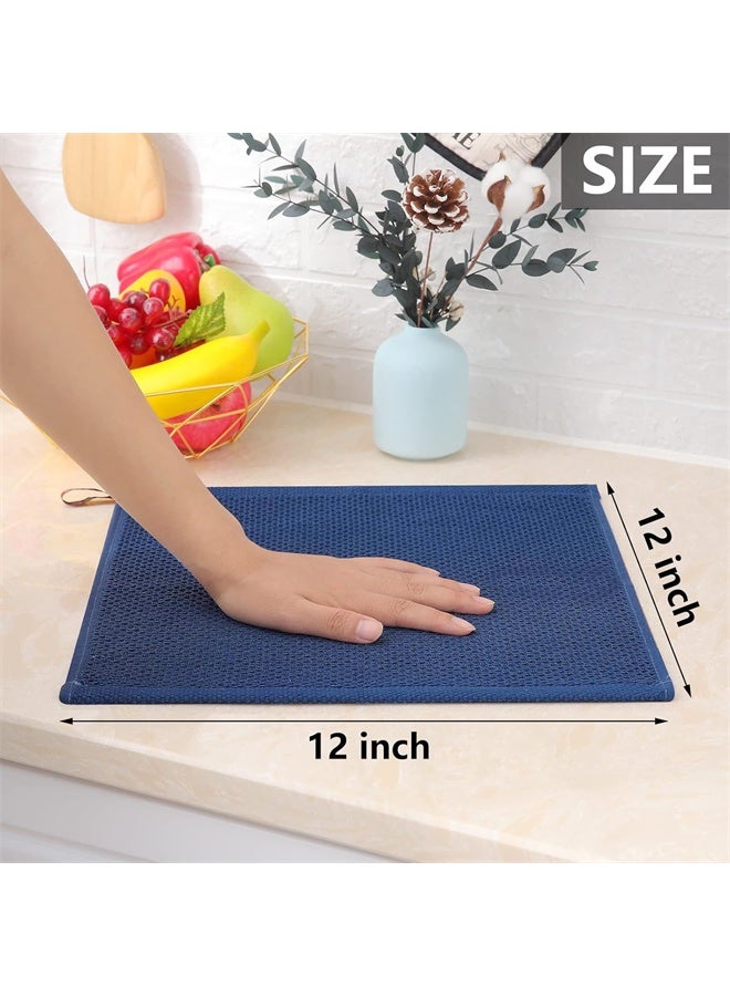 6 حزمة 100٪ القطن وافل نسيج مطبخ طبق الأقمشة، فوق الناعمة امتصاص سريع التجفيف طبق المناشف، 12x12 بوصة، الأزرق - Image 5