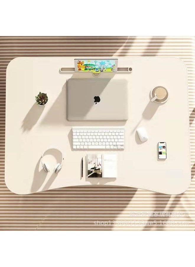 Multifunctional Foldableable Bed Small Table, Dormitory Cartoon Study Computer Table, Home Simple Lazy Desk-Color:Curved Anti-slip Leg Slot Cup Holder 60*40*28 White  - Image 4