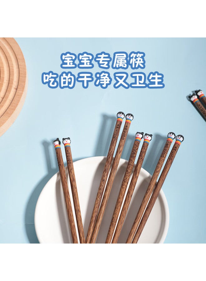 Corn Children's Chopsticks For Ages 6-12, Wooden Household Chopsticks, Non-slip Baby Chopsticks, For Girls 5-4, Kindergarten Use, 8 Short - Image 2