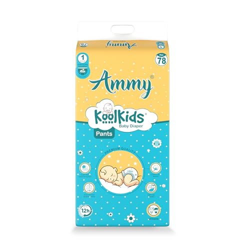 Ammy KoolKids Baby Diaper Pants Size NB (78 pcs) Upto 3 kg | Cottony Soft, 12hr Leakproof & Rash-Free Protection | Quick Absorption with ADL Magic Gel for All-Day Dryness & Comfort - Image 1