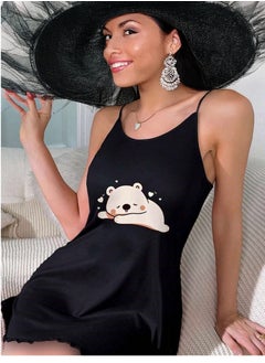 Generic Short nightgown with a cartoon bear print design  - Image 1