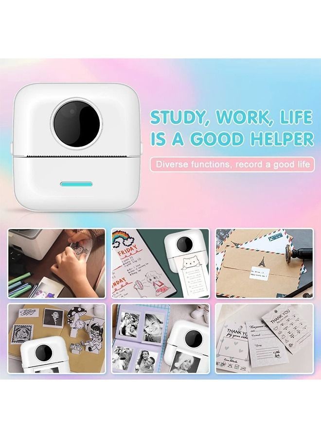 Y&D Label Printer Portable Thermal Mini Photo Rechargeable Labeler Small Bluetooth Inkless Printer with 11 Rolls Paper for Android and iOS Smartphones - Image 3