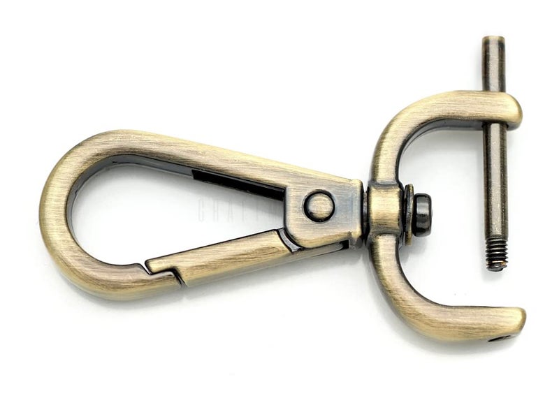 CRAFTMEMORE 2pcs Detachable Snap Hook Swivel Clasp wScrew Bar VT493 Bag Strap Hardware Replacement 34 Inch Brushed Brass