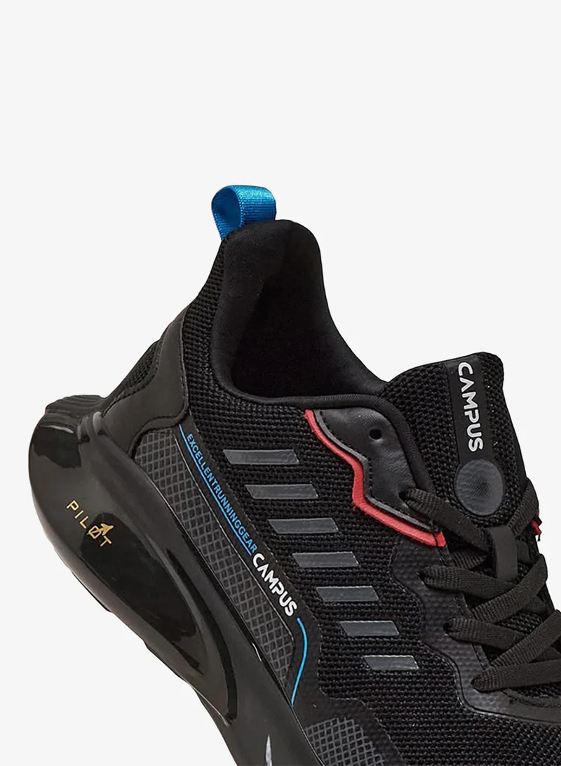 CAMPUS Blk/Red Men’s Black Running Shoes – Breathable Knit Upper Shoes with Stylish Contrast Detailing for Men | Best Price UAE
