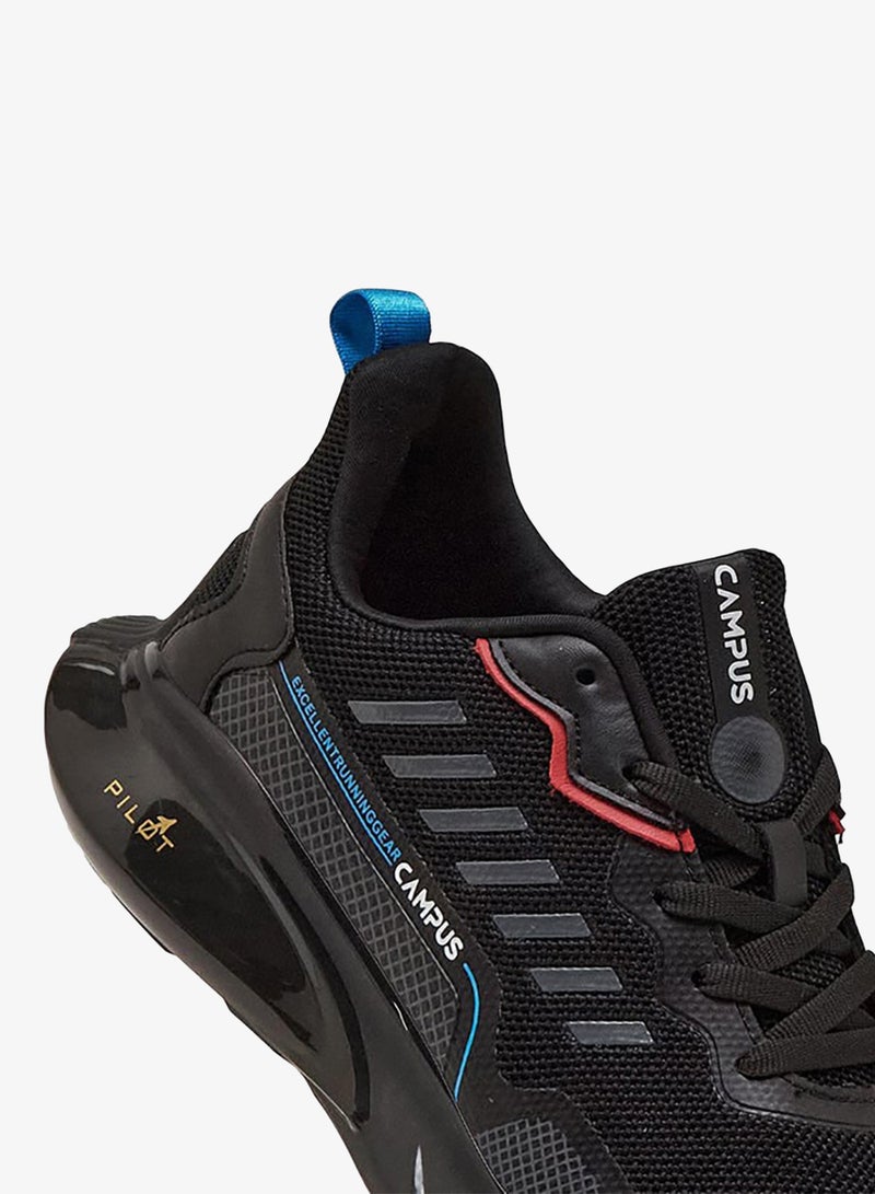 كامبس حذاء جري رجالي أسود بنعل شبكي مسامي وتفاصيل أنيقة متباينة - Image 3