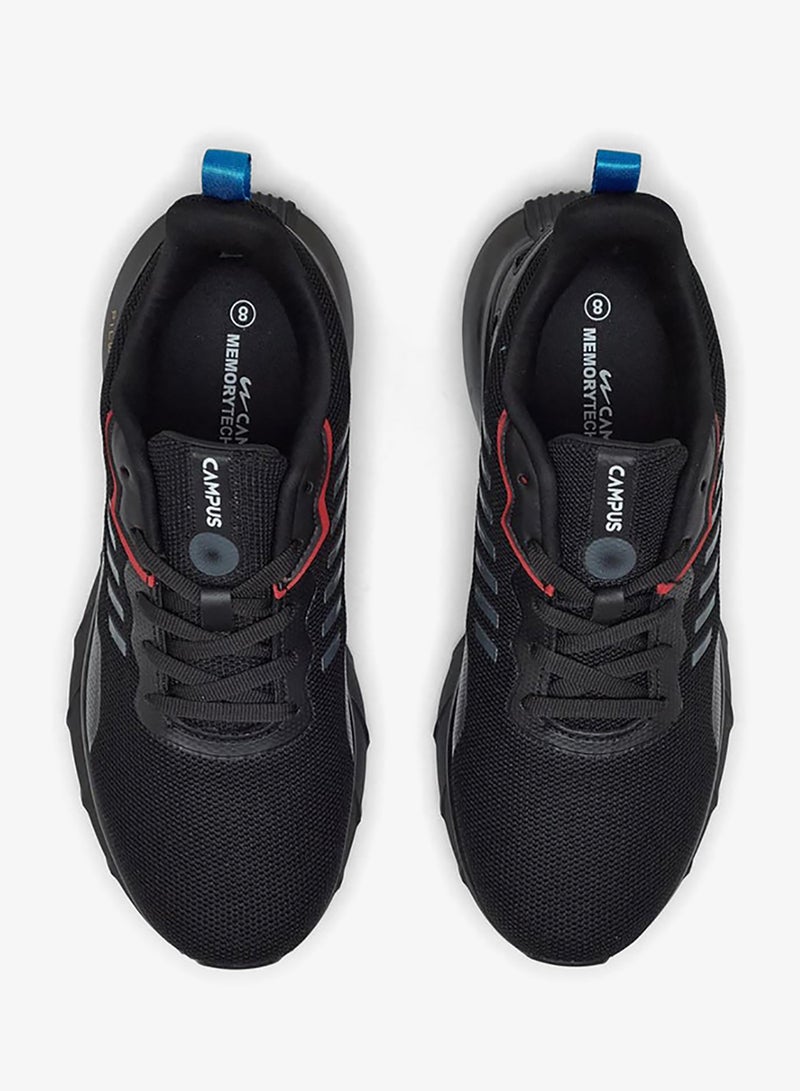 كامبس حذاء جري رجالي أسود بنعل شبكي مسامي وتفاصيل أنيقة متباينة - Image 2