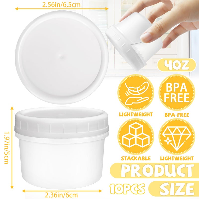 ISUSSER 10 Pack 4oz Reusable Small Plastic Containers with Screw Lids, Small Food Storage Freezer Containers, Stackable Food Storage Jars, Sauce Condiment Jars Lunch Box Accessories - Image 2