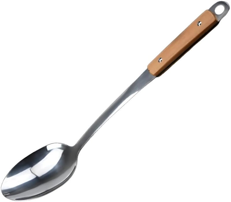 ZEUTER Kitchen Cooking Spoon – Stainless Steel Plain Serving Spoon with Ergonomic Wooden Handle – Durable Cooking Tool & Kitchen Gadget - Image 1