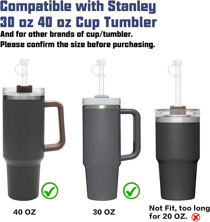 Beonsky Straw Spill Stopper Cover Accessories for Stanley Cup 40 oz 30 oz Quencher, Tumbler Accessories of 6 Straw Replacement with Cleaning Brush, 4 Leak Sproof Plug, 2 Silicone Cover Cap for Stanley - Image 4