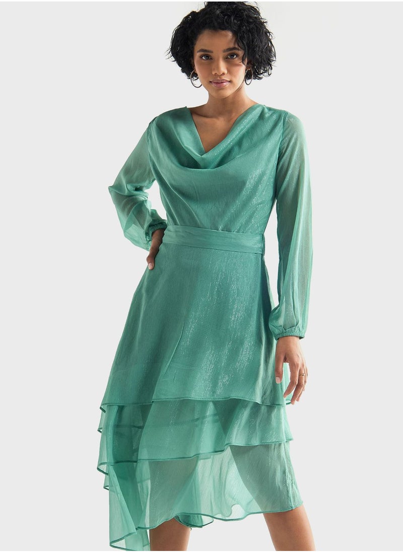 FAV - Cowl Neck Ruffle Dress - Image 1